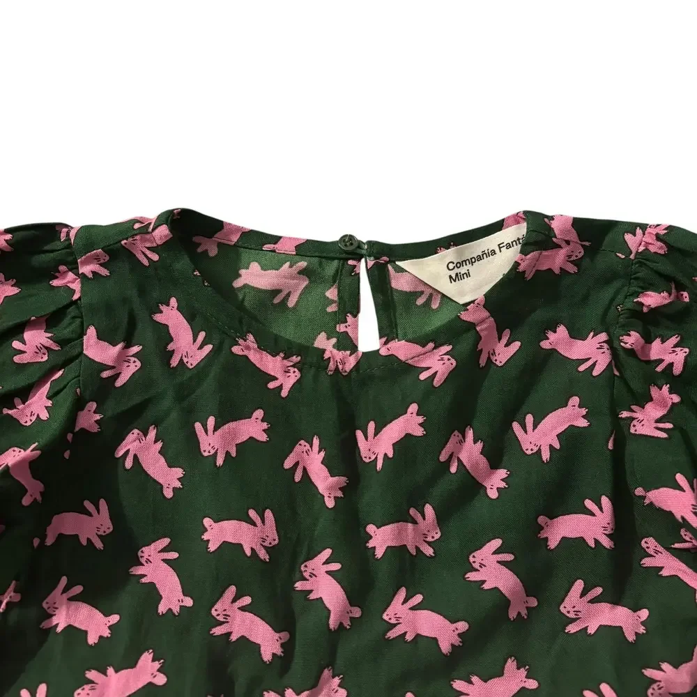 Compania Fantastica Dress Girls 6 Small‎ Mini Bunnies Green Pink Long Sleeve